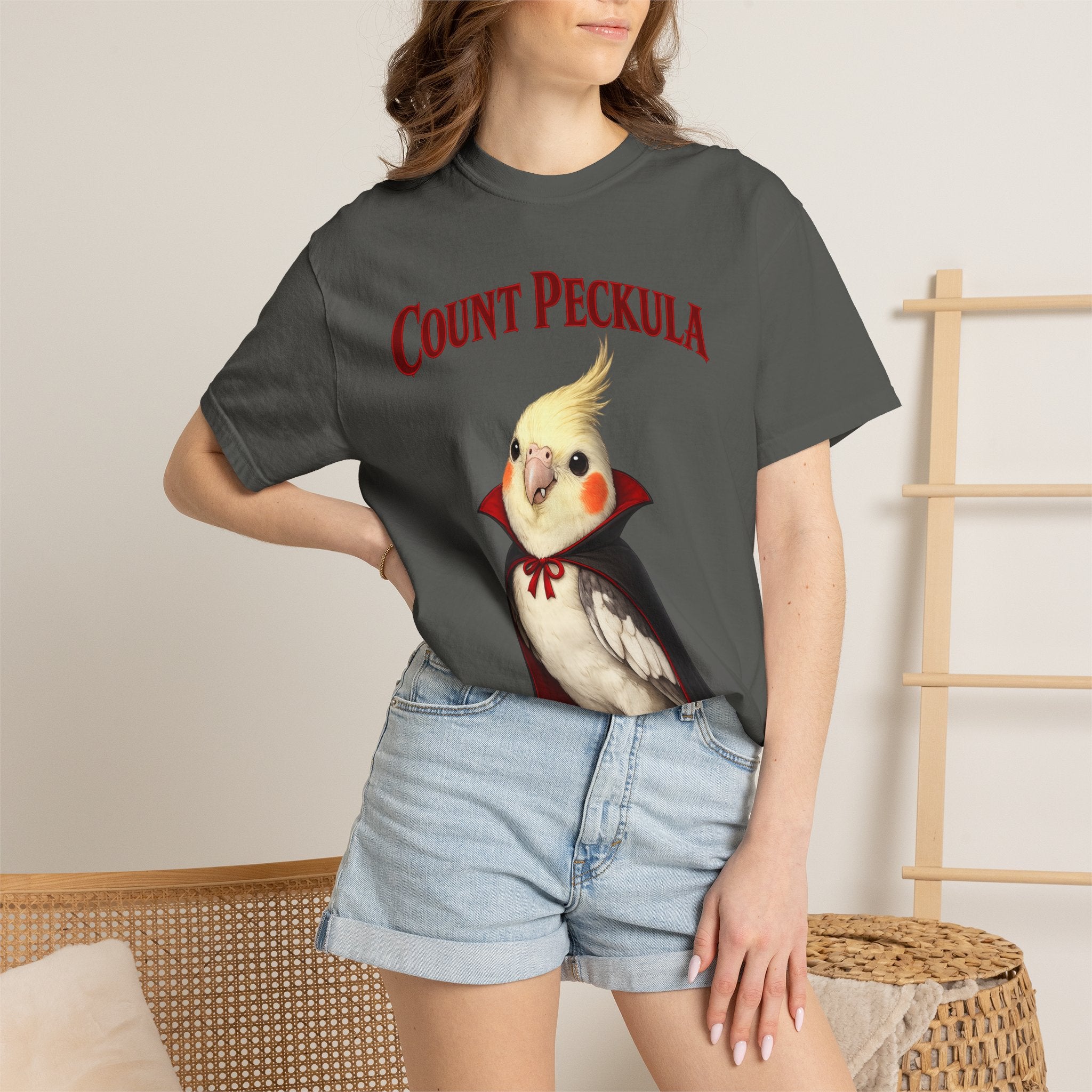 Count Peckula T-Shirt — Cute Vampire Cockatiel Graphic Tee