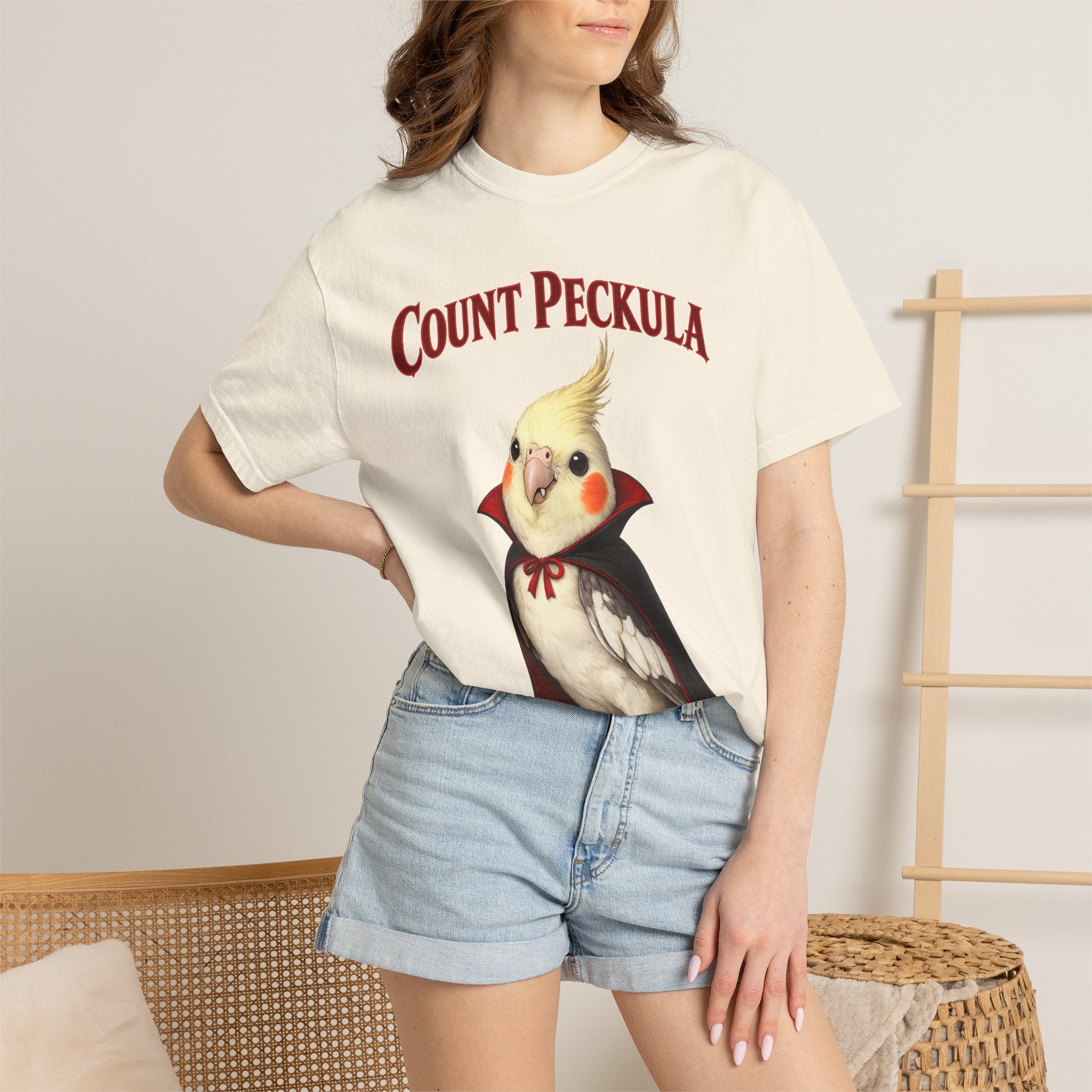 Count Peckula T-Shirt — Cute Vampire Cockatiel Graphic Tee