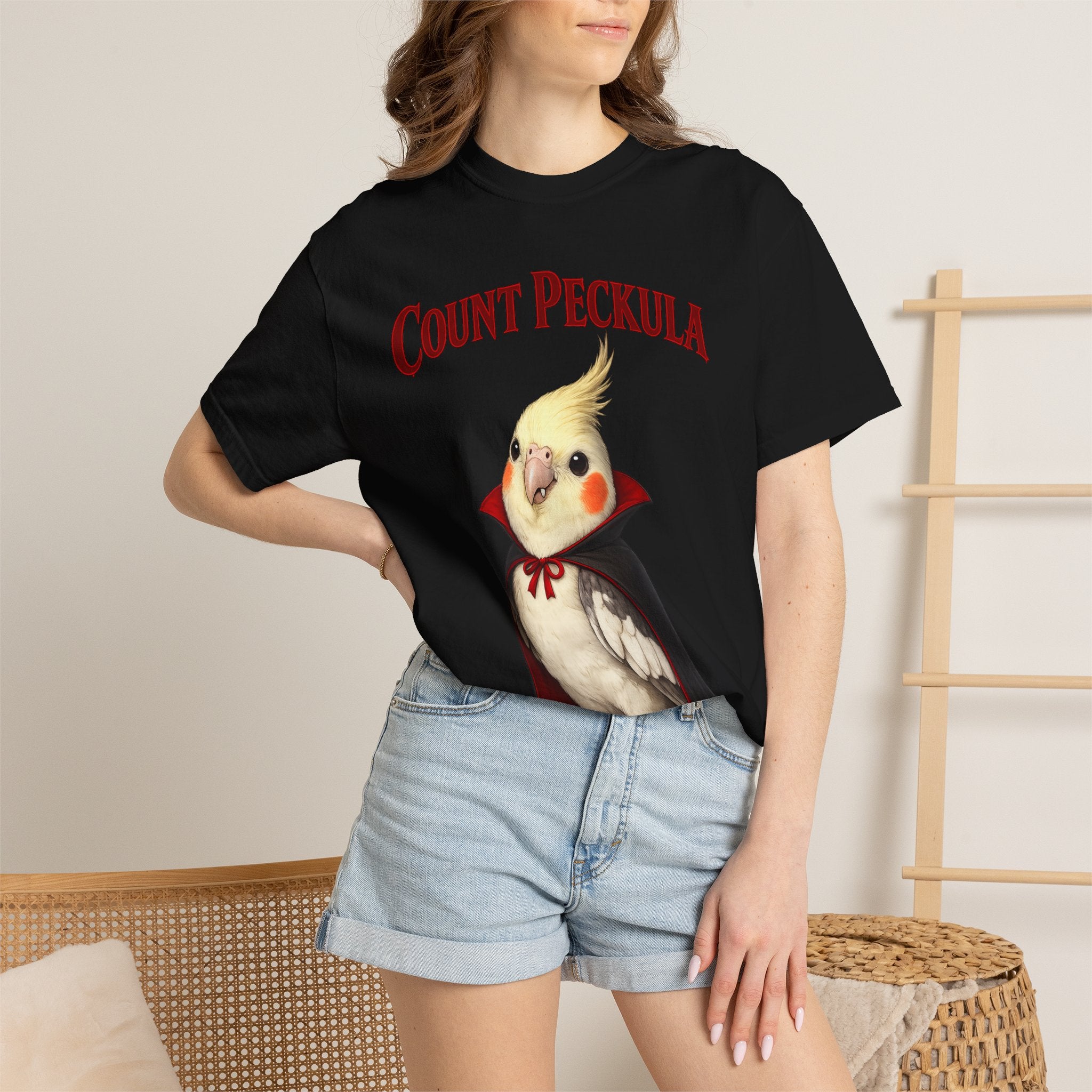 Count Peckula T-Shirt — Cute Vampire Cockatiel Graphic Tee