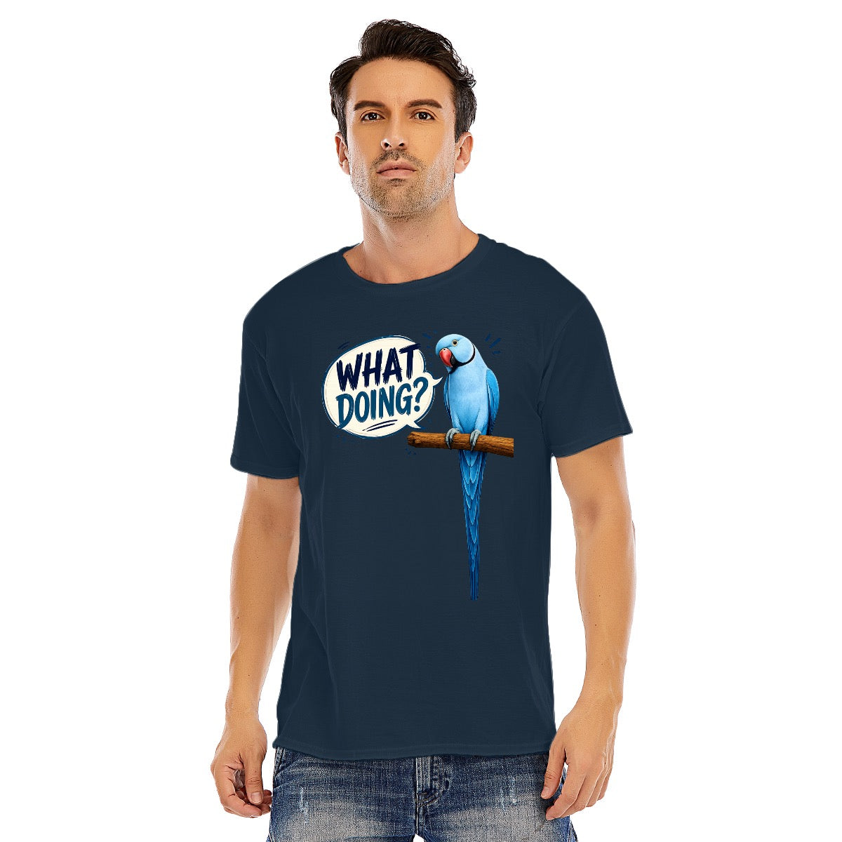 What Doing? | Blue Indian Ringneck Parrot T-Shirt